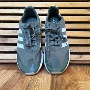 Adidas Olive Green Sneakers with White Accents